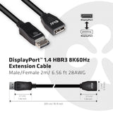 CLUB3D CAC-1022 videokabel adapter 2 m Displayport 1.4 Sort
