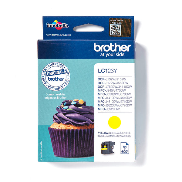 Brother LC123Y blækpatron 1 stk Original Højt (XL) udbytte Gul