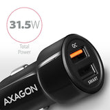 Axagon PWC-QC5 oplader til mobil enhed Mobiltelefon, Smartphone, Tablet, Universel Sort Cigartænder Hurtig opladning Automatisk