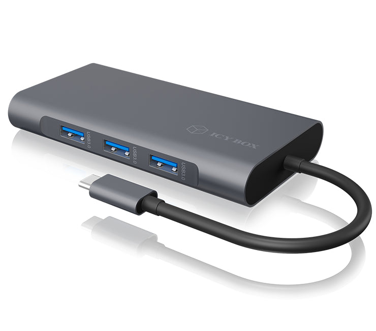 ICY BOX IB-DK4040-CPD Ledningsført USB 3.2 Gen 1 (3.1 Gen 1) Type-C Anthracit, Sort