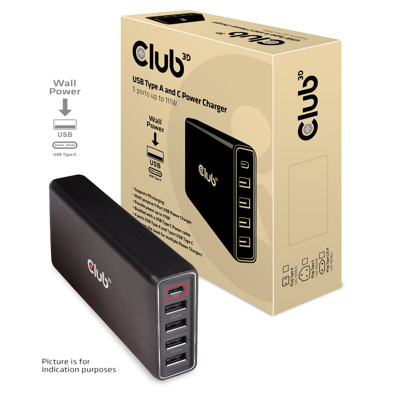 CLUB3D CAC-1903EU oplader til mobil enhed Universel Sort Vekselstrøm Indendørs