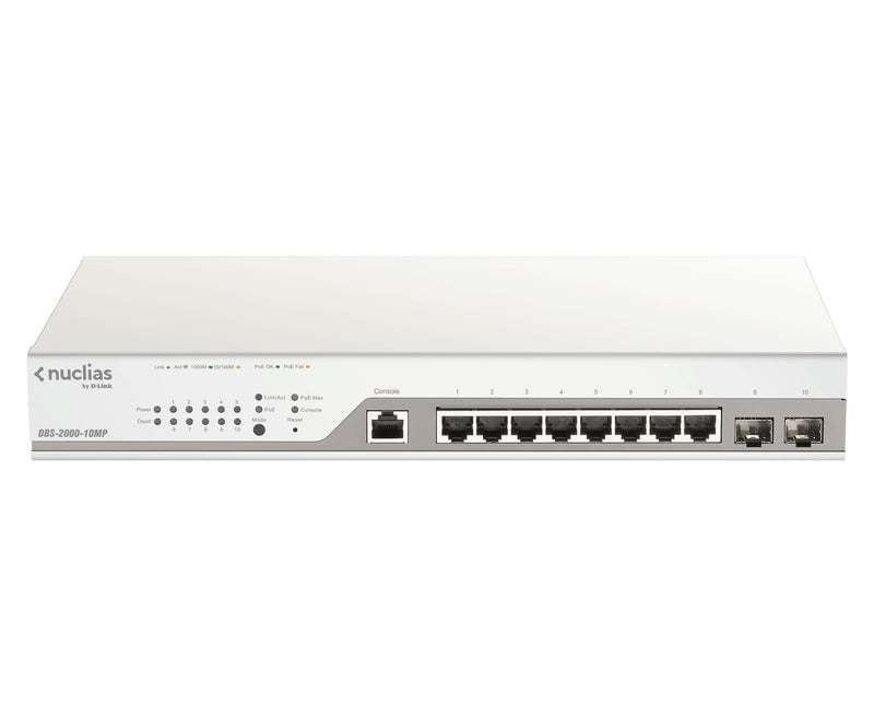 D-Link DBS-2000-10MP netværksswitch Administreret L2 Gigabit Ethernet (10/100/1000) Strøm over Ethernet (PoE) Grå