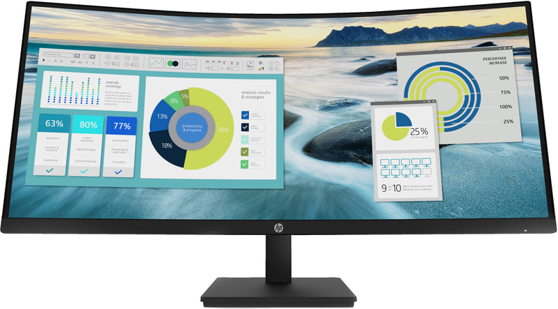 HP P34hc G4 WQHD USB-C Curved Monitor computerskærm 86,4 cm (34") 3440 x 1440 pixel Wide Quad HD LCD Sort