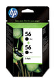 HP 56 blækpatron 2 stk Original Højt (XL) udbytte Foto sort