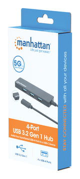 Manhattan 164924 interface hub USB 3.2 Gen 1 (3.1 Gen 1) Type-C 5000 Mbit/s Sort