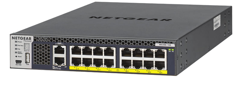 NETGEAR M4300-16X Administreret L3 10G Ethernet (100/1000/10000) Strøm over Ethernet (PoE) 1U Sort