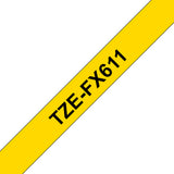 Brother TZE-FX611 etiketbånd Sort på gul