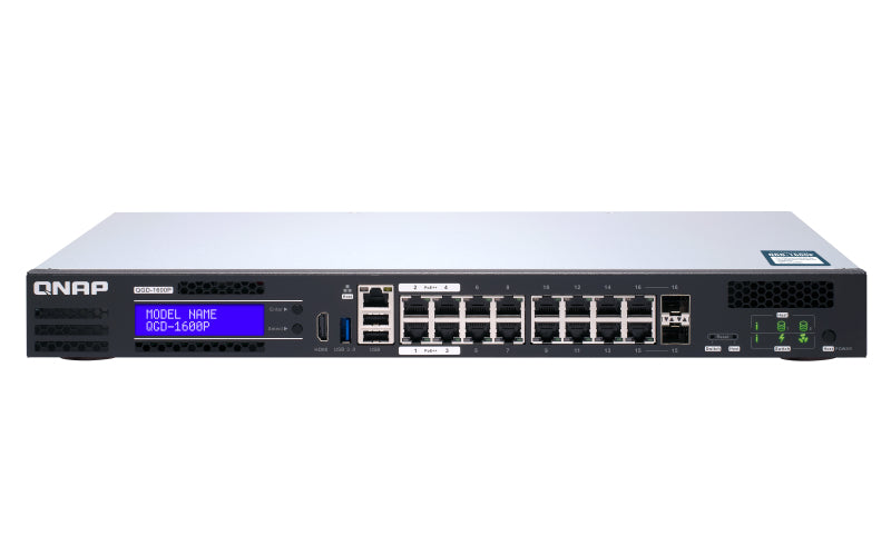 QNAP QGD-1600P Administreret Gigabit Ethernet (10/100/1000) Strøm over Ethernet (PoE) 1U Sort, Grå