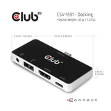 CLUB3D CSV-1591 dockingstation Docking USB 3.2 Gen 1 (3.1 Gen 1) Type-C Sort, Krom