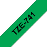 Brother TZE-741 etiketbånd Sort på grøn TZ