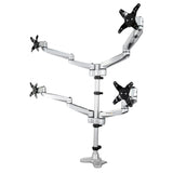 StarTech.com ARMQUADPS skærmbeslag og -stativer 68,6 cm (27") Skrivebord Sølv