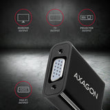 Axagon RVH-VGN videokabel adapter 0,15 m HDMI Type A (Standard) VGA (D-Sub) Sort