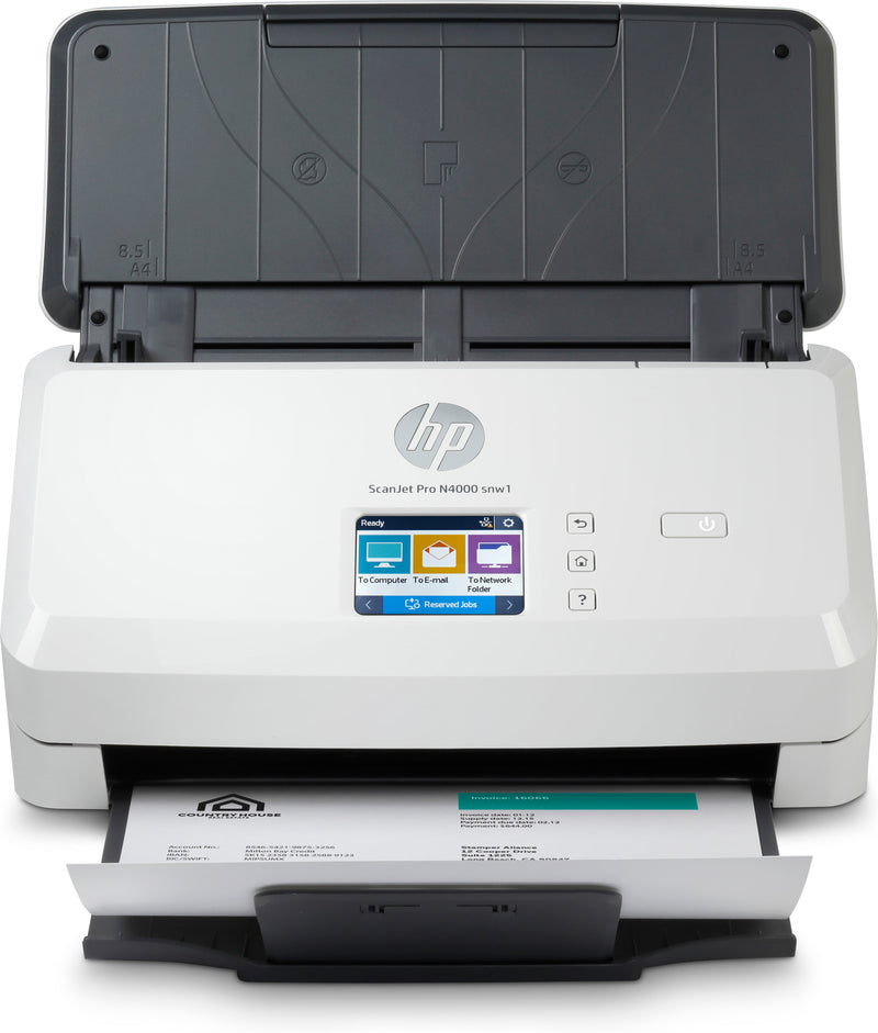HP Scanjet Pro N4000 snw1 Sheet-feed Scanner Skanner med papir-tilførsel 600 x 600 dpi A4 Sort, Hvid