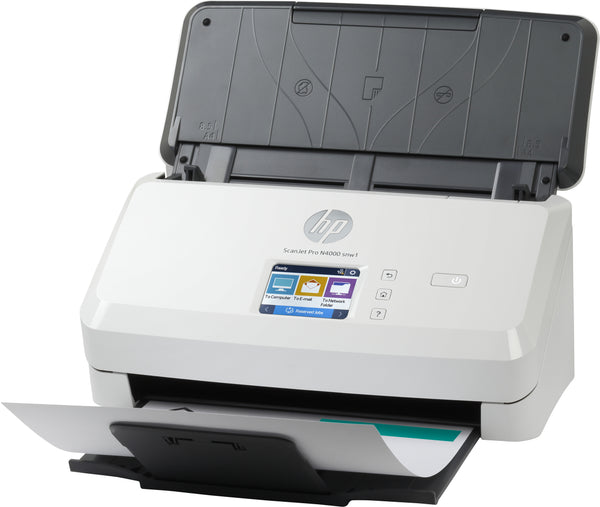 HP Scanjet Pro N4000 snw1 Sheet-feed Scanner Skanner med papir-tilførsel 600 x 600 dpi A4 Sort, Hvid