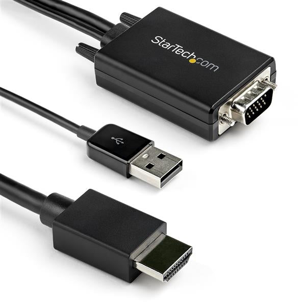 StarTech.com VGA2HDMM2M videokabel adapter 2 m USB Type-A + VGA (D-Sub) HDMI Type A (Standard) Sort