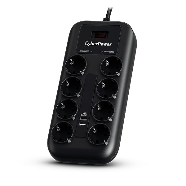 CyberPower P0820SUF0-DE overspændingsbeskytter Sort 8 AC stikkontakt(er) 200 - 250 V 1,8 m
