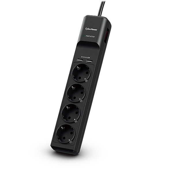 CyberPower P0420SUD0-DE overspændingsbeskytter Sort 4 AC stikkontakt(er) 200 - 250 V 1,8 m