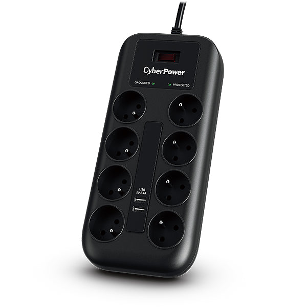 CyberPower Tracer III P0820SUF0-FR overspændingsbeskytter Sort 8 AC stikkontakt(er) 200 - 250 V 1,8 m