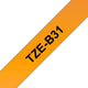 Brother TZE-B31 etiketbånd Sort på fluorescerende orange