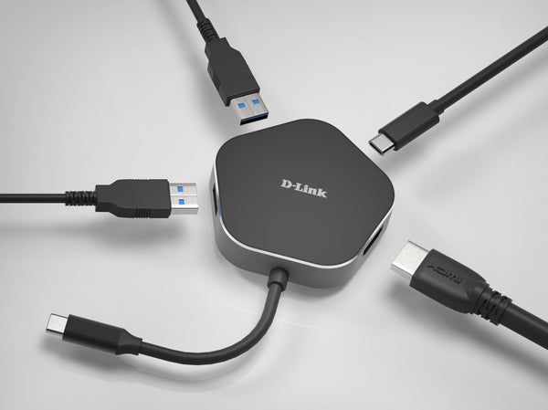 D-Link DUB-M420 dockingstation Ledningsført Thunderbolt 3 Aluminium, Sort