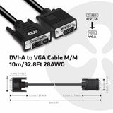 CLUB3D DVI-A TO VGA CABLE M/M 3m/ 9.8ft 28 AWG Sort