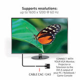 CLUB3D DVI-A TO VGA CABLE M/M 3m/ 9.8ft 28 AWG Sort