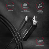Axagon RVC-DPC videokabel adapter 1,8 m USB Type-C DisplayPort Sort