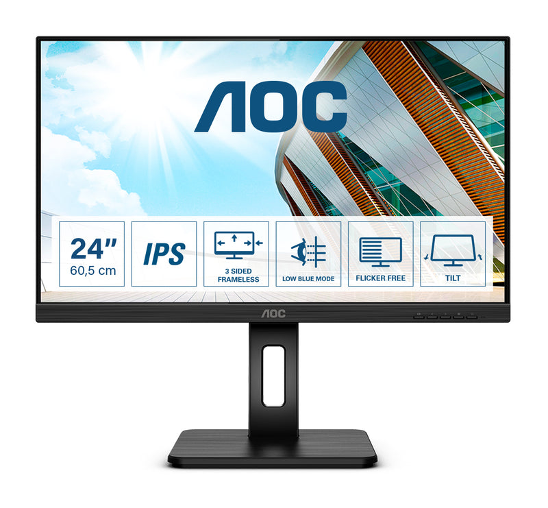 AOC P2 Q24P2Q computerskærm 60,5 cm (23.8") 2560 x 1440 pixel Quad HD LED Sort