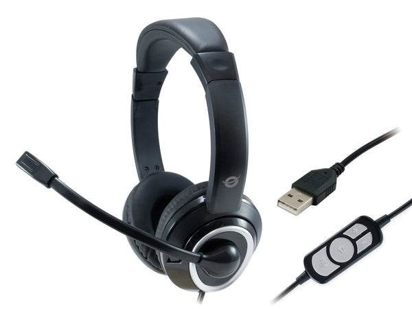 Conceptronic POLONA Headset Ledningsført Opkald/musik USB Type-A Sort