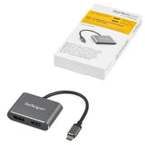 StarTech.com CDP2DPHD USB grafisk adapter 3840 x 2160 pixel Sort, Grå