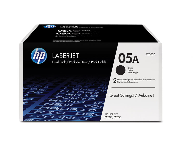 HP 05A 2-pack Black Original LaserJet Toner Cartridges tonerpatron 2 stk