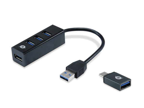 Conceptronic HUBBIES04B interface hub USB 3.2 Gen 1 (3.1 Gen 1) Type-A 5000 Mbit/s Sort