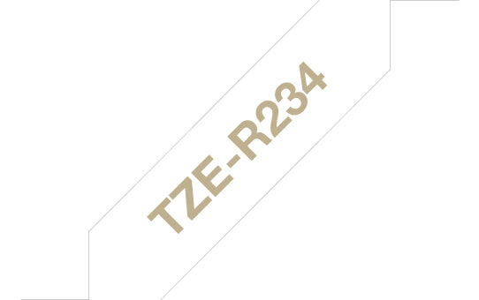 Brother TZE-R234 etiketbånd Guld på hvidt