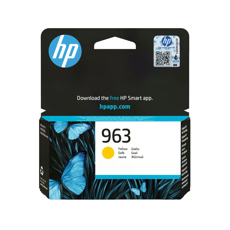 HP 963 Yellow Original Ink Cartridge blækpatron 1 stk Standard udbytte