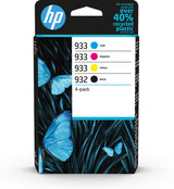 HP 933 4-Pack CMY(3)/932 Black Original Ink Cartridge Combo blækpatron Standard udbytte Sort, Blå, Magenta, Gul
