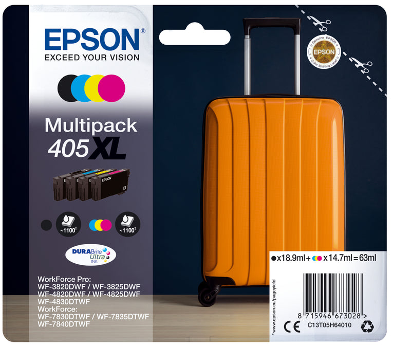 Epson 405XL DURABrite Ultra blækpatron 1 stk Original Højt (XL) udbytte Sort, Blå, Magenta, Gul