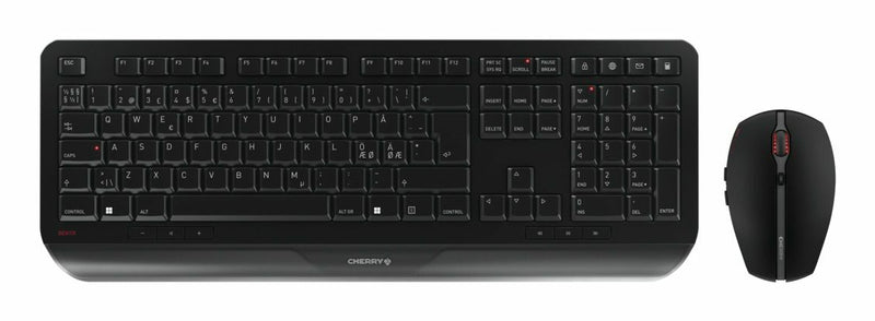 CHERRY JD-7000PN-2 tastatur Mus inkluderet Hjemme/kontor RF trådløst QWERTY Nordisk Sort