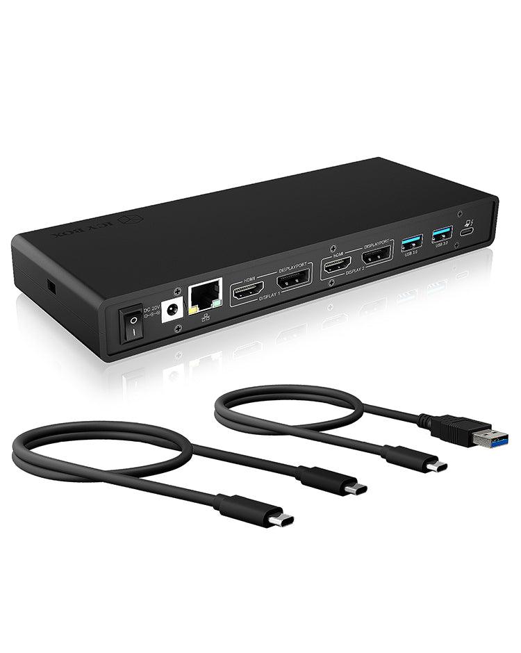 ICY BOX IB-DK2245AC Ledningsført USB 3.2 Gen 1 (3.1 Gen 1) Type-C Sort
