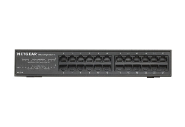 NETGEAR GS324 Ikke administreret Gigabit Ethernet (10/100/1000) Sort