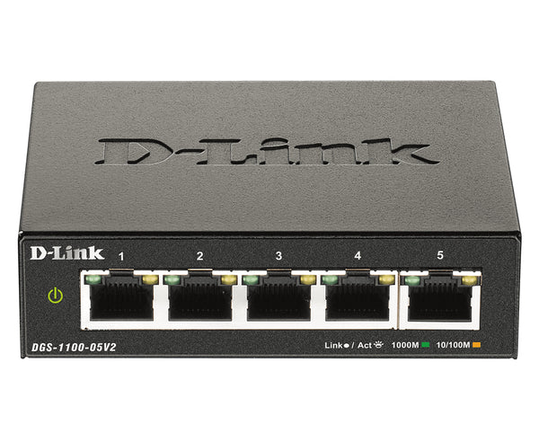 D-Link DGS-1100-05V2/E netværksswitch Administreret L2 Gigabit Ethernet (10/100/1000) Sort