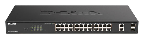 D-Link DGS-1100-26MPV2/B Administreret L2 Gigabit Ethernet (10/100/1000) Strøm over Ethernet (PoE) Sort