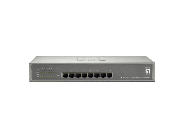 LevelOne GEP-0821 netværksswitch Gigabit Ethernet (10/100/1000) Strøm over Ethernet (PoE) Grå