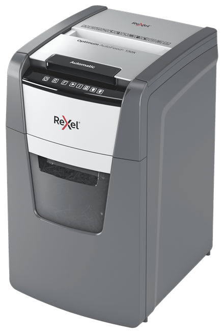 Rexel Optimum AutoFeed+ 130X papirmakulator Krydsmakulering 55 dB 22 cm Sort, Sølv