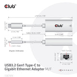CLUB3D CAC-1519 kabel kønsskifter USB-C RJ-45 Hvid