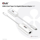 CLUB3D CAC-1519 kabel kønsskifter USB-C RJ-45 Hvid