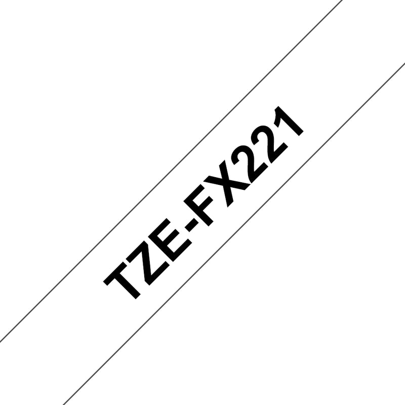 Brother TZE-FX221 etiketbånd Sort på hvid