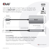CLUB3D CAC-1510-A videokabel adapter 0,25 m USB Type-C DVI-D Grå
