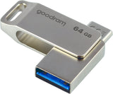 Goodram ODA3 USB-nøgle 64 GB USB Type-A / USB Type-C 3.2 Gen 1 (3.1 Gen 1) Sølv