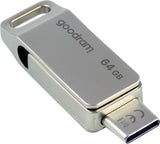 Goodram ODA3 USB-nøgle 64 GB USB Type-A / USB Type-C 3.2 Gen 1 (3.1 Gen 1) Sølv