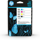 HP 951 4-Pack CMY(3)/950 Black Original Ink Cartridge Combo blækpatron Standard udbytte Sort, Blå, Magenta, Gul